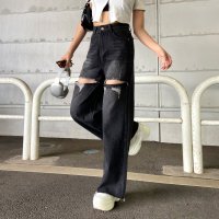 non-hedge/ノンヘッジ non－hedge ダメージストレートデニムワイドパンツ/508237737