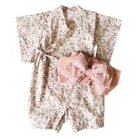 moc mof/モクモフ mocmof モフ 子供服 女の子 男の子 ロンパース 花柄 ベビー 赤ちゃん 70－90対応 帯付き 浴衣袖 帯付き 花柄 622－466099/506198342