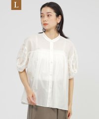 エヴェックス バイ クリツィア　Lサイズ/【L】【SANYO Style EDITION掲載】【ウォッシャブル】タイルジャカードコンビブラウス/508166785