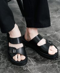 Rocky Monroe/ロッキーモンロー Rocky Monroe バックルサンダル メンズ 靴 フラット フェイクレザー PU 合成皮革 ワンベルト シンプル ロゴ お洒落 U.S./508238411
