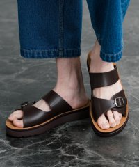Rocky Monroe/ロッキーモンロー Rocky Monroe バックルサンダル メンズ 靴 フラット フェイクレザー PU 合成皮革 ワンベルト シンプル ロゴ お洒落 U.S./508238411
