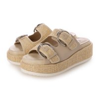 BARCLAY/バークレー BARCLAY 【本革 / 日本製】ラメ入りラフィア生地コンビ ボリュームスライドサンダル/508238450