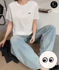 LOWO/ロワ LOWO 綿混ワンポイント刺繍Tシャツ カットソー/508238517