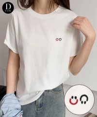 LOWO/ロワ LOWO 綿混ワンポイント刺繍Tシャツ カットソー/508238517