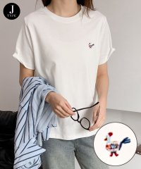 LOWO/ロワ LOWO 綿混ワンポイント刺繍Tシャツ カットソー/508238517