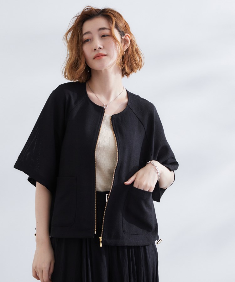 Vin｜ノーカラーメッシュジャケット | Rakuten Fashion(楽天
