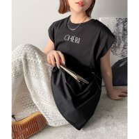 Classical Elf/クラシカルエルフ Classical Elf 1枚でサマになる。ロゴフロッキープリント異素材ドッキングペプラムショートフレンチスリーブカットソー/508240045
