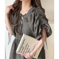 Classical Elf/クラシカルエルフ Classical Elf 軽やかで上品。シアサッカー前後2WAYギャザーパフスリーブチュニックブラウス/508240047