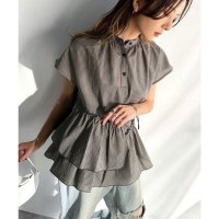 Classical Elf/クラシカルエルフ Classical Elf 大人カジュアルに活躍。前後2wayサッカー素材アシンメトリーティアードフリルプルオーバー/508240049