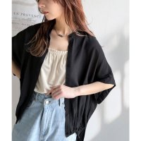 Classical Elf/クラシカルエルフ Classical Elf トレンド満載オーバーシルエット♪シボ感シアーサイドボタンスリット裾ドロストシャツ/508240054