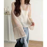 Classical Elf/クラシカルエルフ Classical Elf 袖口メッシュが抜け感◎前後2WAY袖口メッシュ切替シアーオーバートップス（長袖）/508240056