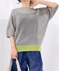 Q/キュー Q ストローヤーン5分袖ニット/508240378
