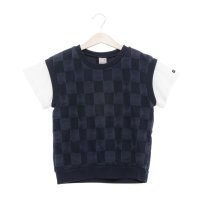petit main/プティマイン petit main スクエア刺繍ドッキング半袖Tシャツ/508240384