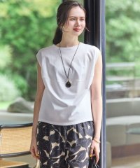 NIJYUSANKU（LARGE SIZE）/【SLOW/一部店舗限定】ライトツイストコットン 切り替えデザイン Tシャツ/508240862