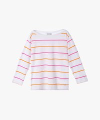 agnes b. FEMME/ボーダー コットン ボートネック 七分袖 Tシャツ/508176320