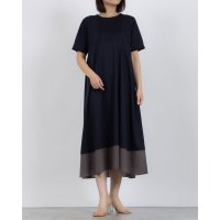 BRODIAEA/ブローディア BRODIAEA 【追加生産】裾配色切り替えツルサラコットン半袖ワンピース/508240244