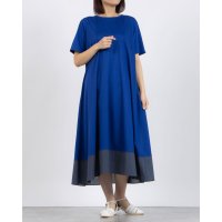 BRODIAEA/ブローディア BRODIAEA 【追加生産】裾配色切り替えツルサラコットン半袖ワンピース/508240244