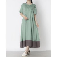 BRODIAEA/ブローディア BRODIAEA 【追加生産】裾配色切り替えツルサラコットン半袖ワンピース/508240244