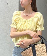 futier land/フューティアランド Futier Land 胸元リボンパワショルトップス/508241525