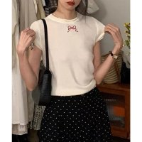 Lace Ladies/レースレディース Lace Ladies バックリボン クルーネック 半袖 ニット プルオーバー/508241547