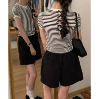 Lace Ladies/レースレディース Lace Ladies バックリボン クルーネック 半袖 ニット プルオーバー/508241547