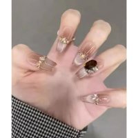 Lace Ladies/レースレディース Lace Ladies クラシック ダイヤ ビジュー付き フレンチ ネイルチップ【返品不可商品】/508241698