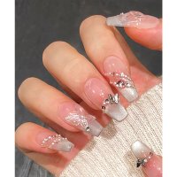 Lace Ladies/レースレディース Lace Ladies 3D バタフライ ビジューライン フレンチ ネイルチップ【返品不可商品】/508241710