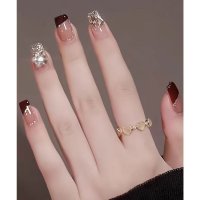 Lace Ladies/レースレディース Lace Ladies ビジュー付き ななめ フレンチ ラメ ネイルチップ【返品不可商品】/508241720