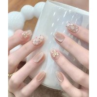 Lace Ladies/レースレディース Lace Ladies シャンパン ドット リボン アート スクエア ネイルチップ【返品不可商品】/508241722