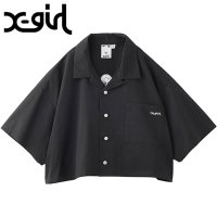 X-girl/エックスガール X－girl FACE OPEN COLLAR CROPPED SHIRT BLACK ブラック 黒 [105252014009]/508242142