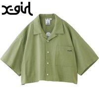 X-girl/エックスガール X－girl FACE OPEN COLLAR CROPPED SHIRT BLACK ブラック 黒 [105252014009]/508242142
