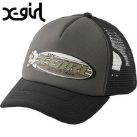 X-girl/エックスガール X－girl HIBISCUS OVAL LOGO TRUCKER CAP BLACK ブラック 黒 [105252051006]/508242144