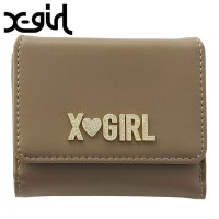 X-girl/エックスガール X－girl RHINESTONE LABEL MINI WALLET BEIGE ベージュ [105252054013]/508242146