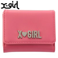 X-girl/エックスガール X－girl RHINESTONE LABEL MINI WALLET BEIGE ベージュ [105252054013]/508242146