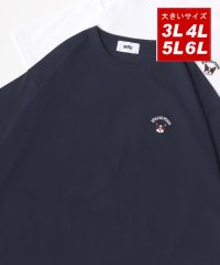 MRU/エムアールユー MRU オーバーサイズ アニマル/髭おじさん ワンポイント刺繍 半袖Tシャツ 大きいサイズ/508244825