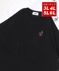 MRU/エムアールユー MRU オーバーサイズ アニマル/髭おじさん ワンポイント刺繍 半袖Tシャツ 大きいサイズ/508244825
