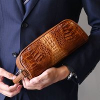 sankyoshokai/サンキョウショウカイ 三京商会 カイマン牛革 ダブルファスナー セカンド バッグ/508244939