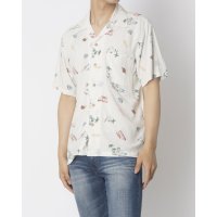 JEANS MATE/ジーンズメイト JEANS MATE BLUE STANDARD レーヨン 総柄 プリント オープンカラーシャツ 接触冷感/508245470