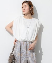 NIJYUSANKU（LARGE SIZE）/【SLOW/一部店舗限定】ファインゲージ ギャザー Tシャツ/508245785
