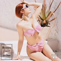 Rew-You/リューユ Rew－You 水着 バンドゥビキニ 水着 パステル リボン 無地 ラメ ハイレグ スイムウェア リゾート 海 Ryuyu【返品不可商品】/505744553