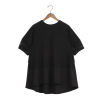 EGLANTINE/エグランティーヌ EGLANTINE 異素材切り替えバックフレアーカットソー半袖チュニック丈/508237273