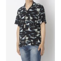 JEANS MATE/ジーンズメイト JEANS MATE BLUE STANDARD レーヨン 総柄 プリント オープンカラーシャツ 接触冷感/508245470
