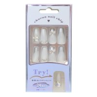 cinemacollection/シネマコレクション cinemacollection コスメ雑貨 ネイルチップロングスクエアタイプ PEARL WHITE カミオジャパン ネイルアート 付け爪/508245979