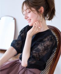 Couture Brooch/【接触冷感・UV・マシンウォッシャブル】袖レースデザイントップス/508246699