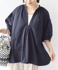 SHIPS WOMEN/〈接触冷感 / 撥水加工〉TEX BRID(R)タフタ スキッパー 5分袖 ブラウス/508246851