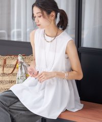 SHIPS WOMEN/〈接触冷感 / 撥水加工〉TEX BRID(R)タフタ ギャザー ノースリーブ ブラウス/508246852