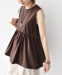 SHIPS WOMEN/〈接触冷感 / 撥水加工〉TEX BRID(R)タフタ ギャザー ノースリーブ ブラウス/508246852