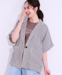 SHOO・LA・RUE Cutie Blonde/【セットアップ可能/接触冷感/吸水速乾】サッカーストライプ テーラードカラーシャツジャケット/508250315