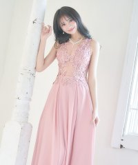 Tika/ティカ Tika キャバドレス 刺繍×ビジューレースノースリーブ肌魅せスリットハイウエスト切替Aラインロングドレス (Sサイズ～XLサイズ)/508252382