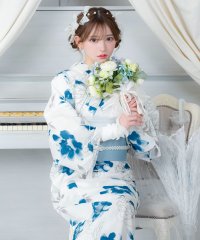 Retica/レティカ Retica 浴衣レディース 白地 線画 水彩フラワー 2点セット (ゆかた・平帯)/508252400